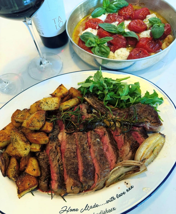 Organic Côte de Boeuf with Warm Caprese Salad