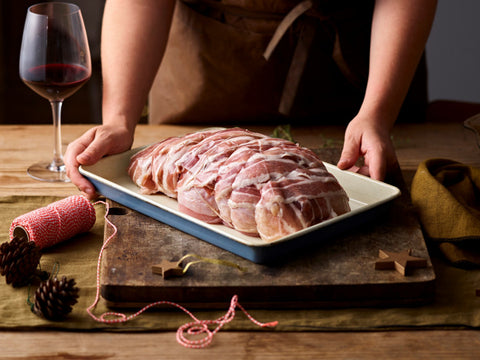Organic Three Bird Roast With Latticed Bacon