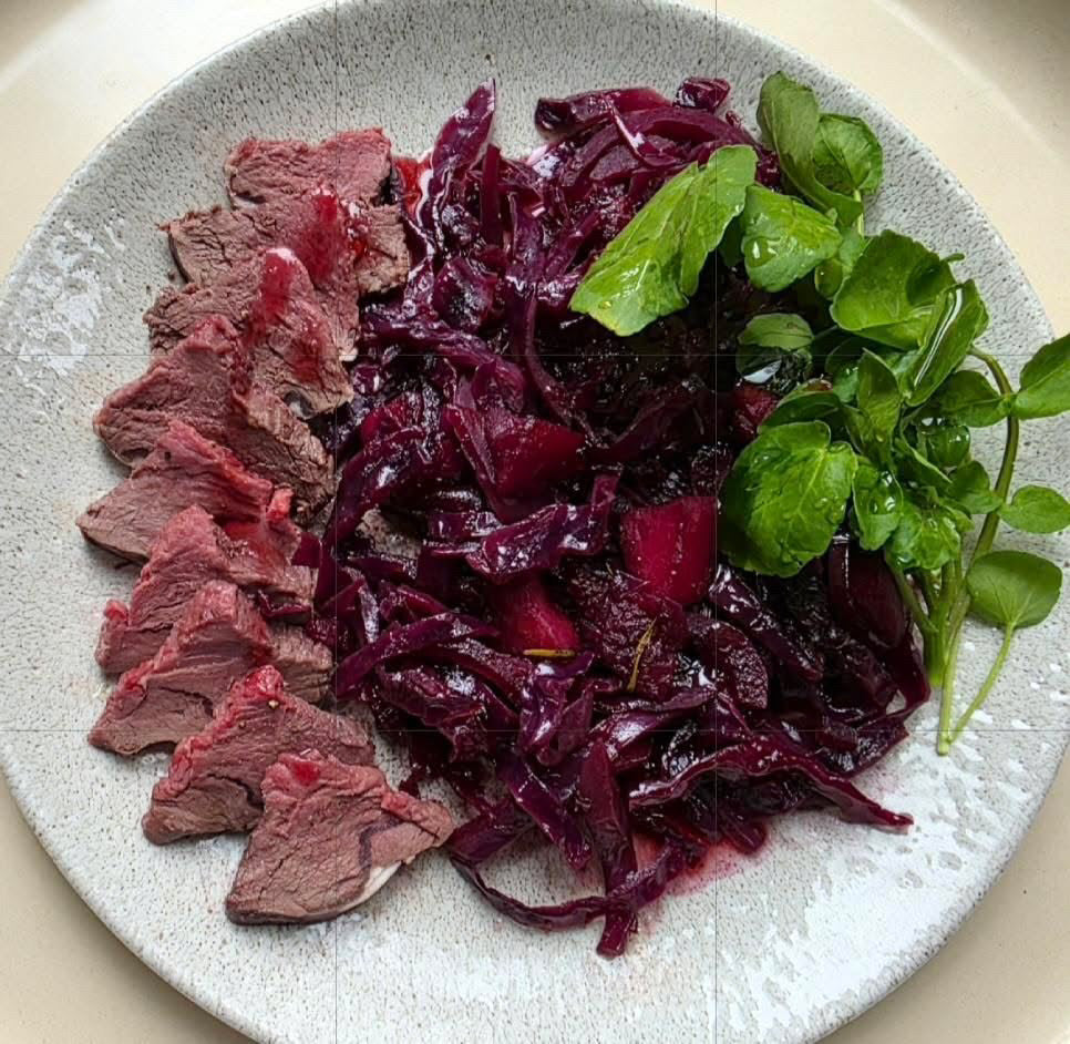 Roasted Wild Venison Saddle with Spiced Red Cabbage