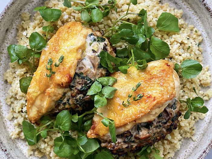 Chicken with Ricotta, Mushroom & Spinach Stuffing