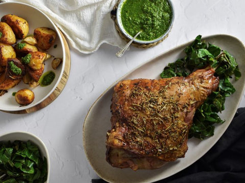Roast Leg of Lamb with Wild Garlic Salsa Verde