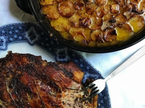 Roast Shoulder of Lamb with Anchovy Butter + Boulangère Potatoes