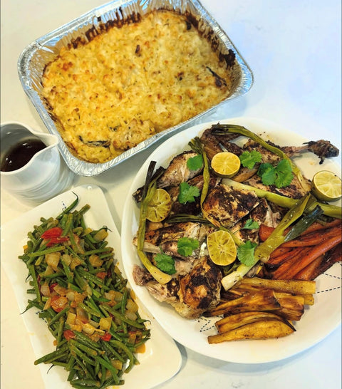 Caribbean Feast with Organic Jerk Chicken & Sides