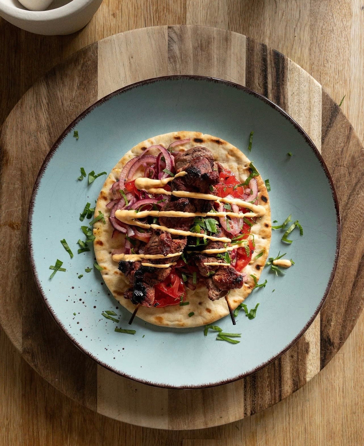 Tandoori Lamb Kebabs with Grilled Flatbreads & Lemon Pickled Red Onion