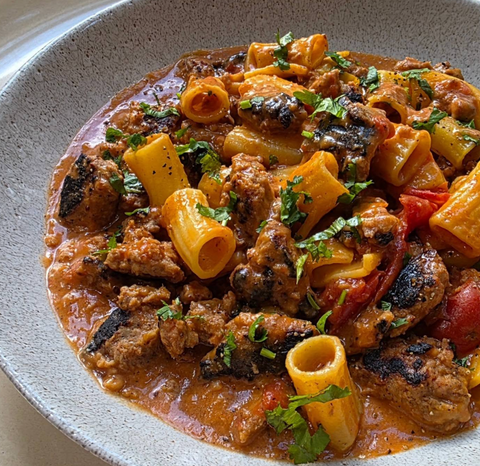 Organic Turkey and Cranberry Sausages Creamy Rigatoni