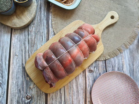 Roast Wild Venison Haunch with Red Wine & Blackberry Sauce