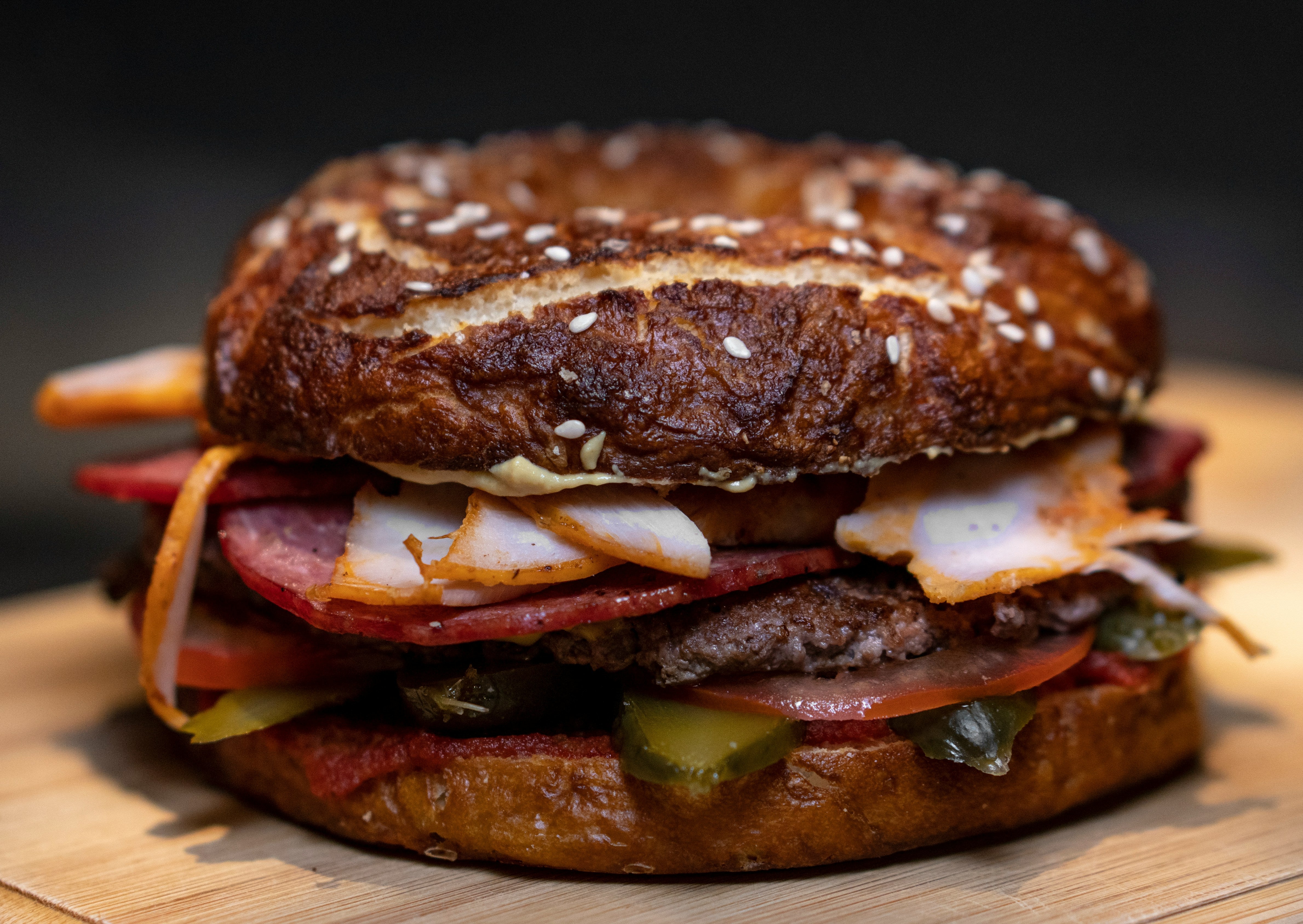 Organic Pastrami Deli Bagel with Mustard & Pickles