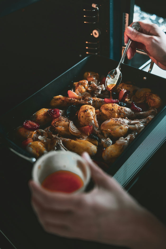 Honey-Glazed Organic Chicken Drumsticks with Roasted Vegetables