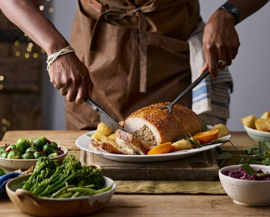 Organic Brown Sugar Glazed Stuffed Turkey with Cranberry and Orange