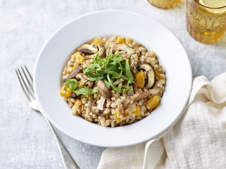 Pearled Spelt Risotto with Chicken and Wintery Veg