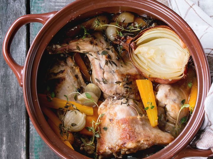 Rabbit Braised With Prunes and Beer 