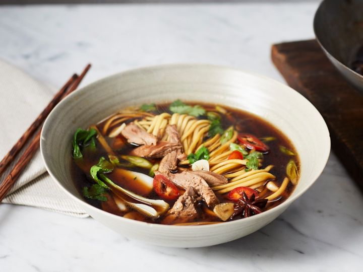 Duck Broth and Noodles